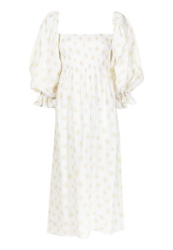 Sleeper Atlanta daisy-print midi dress - Bianco