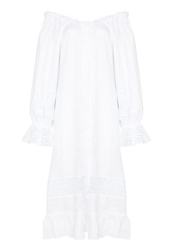 Sleeper Paloma ruffle-trim midi dress - Bianco