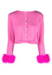 Sleeper feather-trimmed cropped cardigan - Rosa