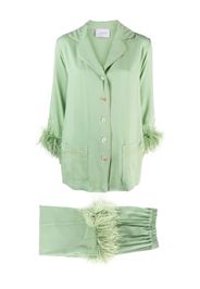 Sleeper Party feather-embellished pajama set - Verde