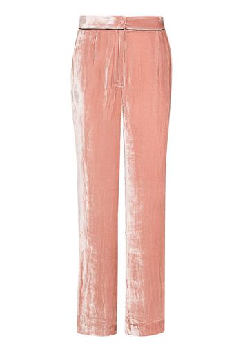 high-shine velvet effect trousers