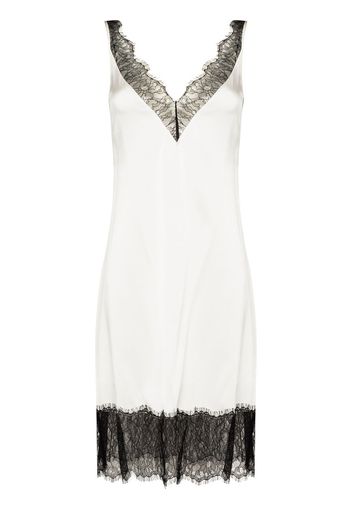 Sleeping with Jacques Chilli lace-trim stretch silk dress - Toni neutri