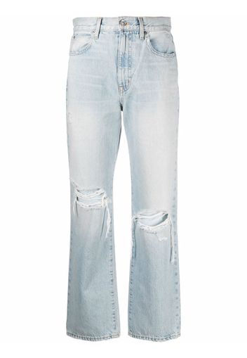 Slvrlake ripped detailing straight-legged cropped jeans - Blu