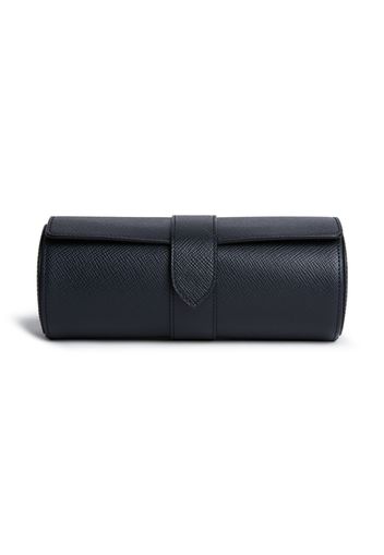 Smythson Panama leather 3-watch roll - Blu