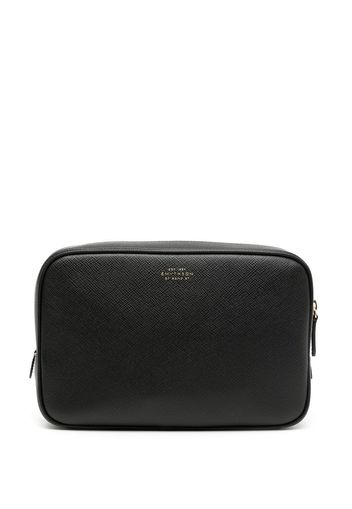 Smythson Trousse da bagno con logo goffrato - Nero