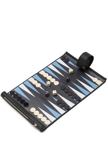 Smythson Panama leather backgammon roll - Nero