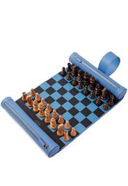 Smythson Panama leather chess roll - Blu