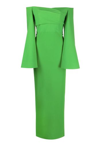 Solace London Eliana off-shoulder crepe gown - Verde