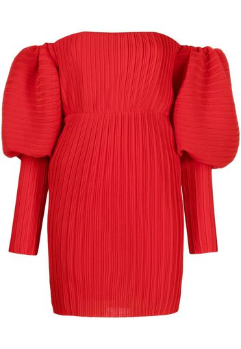 Solace London puff-sleeve plissé minidress - Rosso