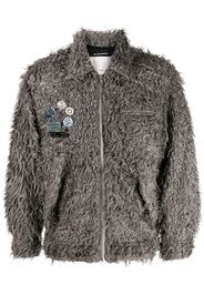 Song For The Mute pain-splatter faux-shearling jacket - Grigio