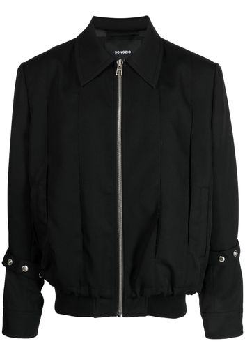 SONGZIO pleat-detail zip-up shirt jacket - Nero