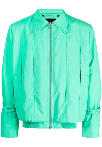 SONGZIO pleat-detail zip-up shirt jacket - Verde