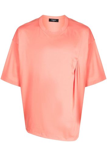 SONGZIO logo-embroidered asymmetric cotton T-shirt - Arancione