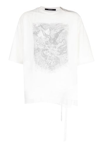 SONGZIO Ghost Inferno tulle-overlay T-shirt - Bianco