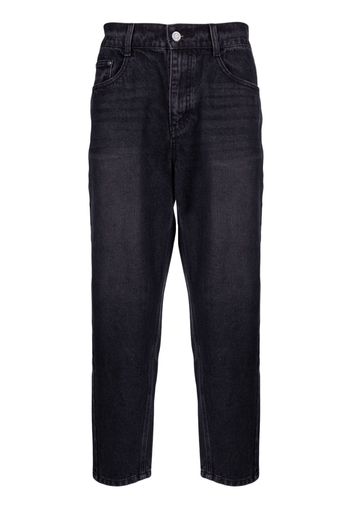 SONGZIO elasticated-waist cotton tapered jeans - Nero