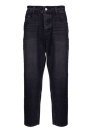 SONGZIO elasticated-waist cotton tapered jeans - Nero