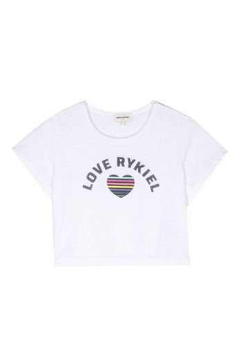 SONIA RYKIEL ENFANT T-shirt crop con stampa - Bianco