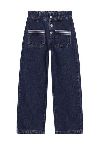 SONIA RYKIEL ENFANT stripe-embroidered wide-leg jeans - Blu