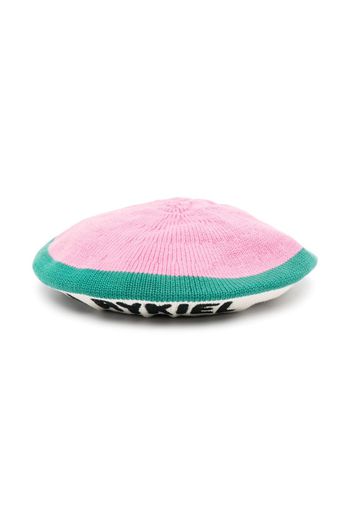 SONIA RYKIEL ENFANT embroidered-logo knit beret - Rosa