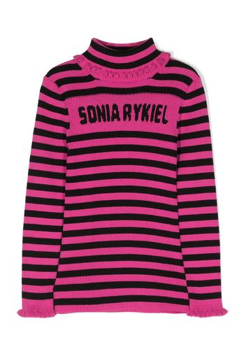 SONIA RYKIEL ENFANT logo-intarsia striped jumper - Rosa