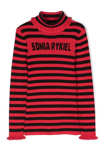 SONIA RYKIEL ENFANT Maglione a righe con logo - Nero