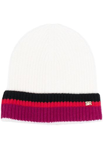 Sonia Rykiel logo-plaque ribbed-knit beanie - Toni neutri