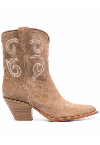 Sonora Western-style suede boots - Marrone