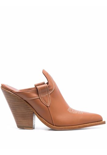 Sonora pointed toe 100mm leather mules - Marrone