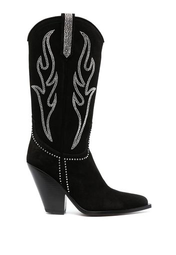 Sonora 104mm Western-style studded suede boots - Nero