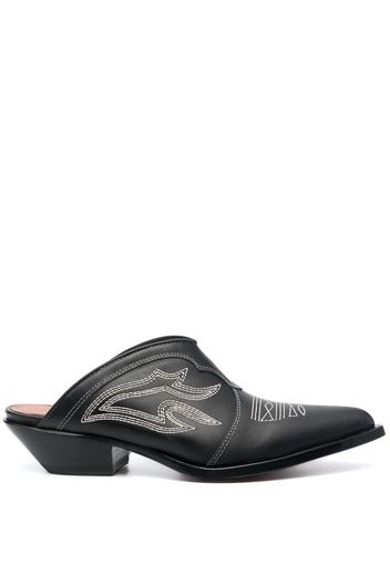 Sonora decorative stitching leather mules - Nero