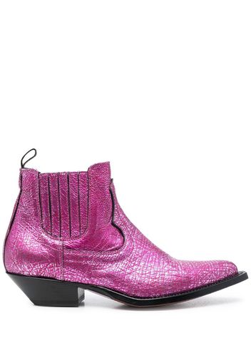 Sonora metallic leather ankle boots - Rosa