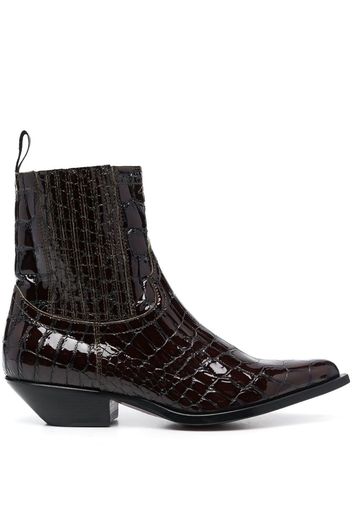 Sonora patent crocodile-embossed boots - Nero