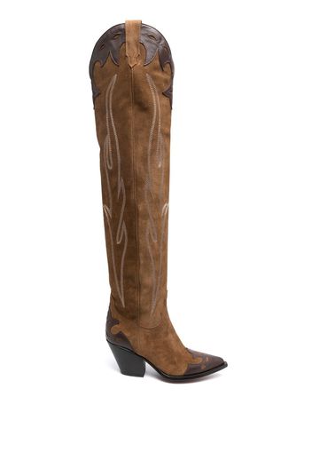 Sonora Melrose thigh-high cowboy boots - Marrone