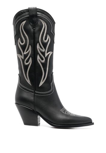 Sonora decorative-stitching leather boots - Nero