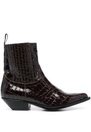 Sonora patent crocodile-embossed boots - Nero