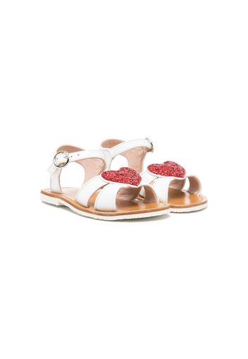 Sophia Webster Mini heart-patch cut-out leather sandals - Bianco