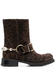 Sophia Webster Blake leopard-print biker boots - Marrone