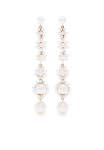 Sophie Bille Brahe 14kt yellow gold Grande Fleur Jeanne pearl drop earrings - Oro