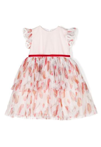 SPERANZA Cupcakes -print tulle layered dress - Rosso