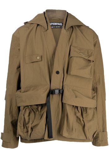 Spoonyard Kimno multi-pockets hooded jacket - Marrone