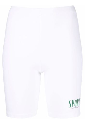 Sporty & Rich logo-print cycling shorts - Bianco