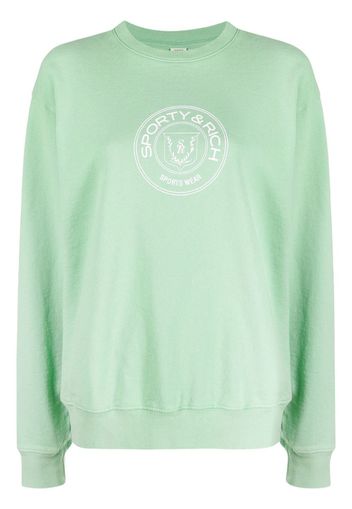 Sporty & Rich logo-print cotton sweatshirt - Verde