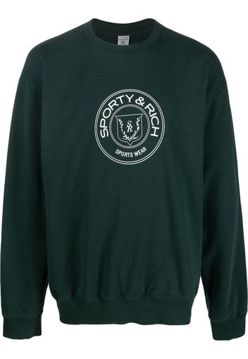 Sporty & Rich logo-print crew neck jumper - Verde