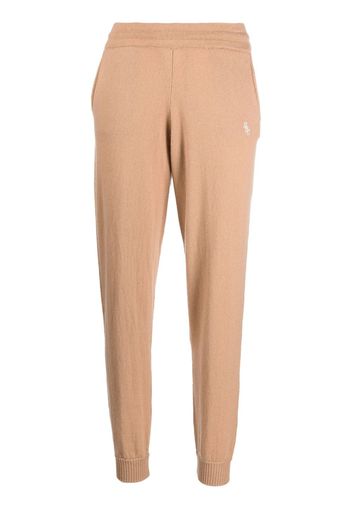 Sporty & Rich embroidered-logo knitted trousers - Toni neutri