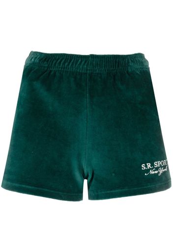 Sporty & Rich embroidered-logo velour shorts - Verde