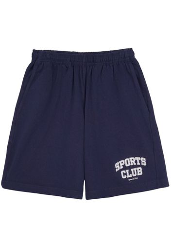 Sporty & Rich logo-print cotton shorts - Blu