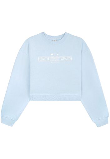 Sporty & Rich Health Resort cropped cotton sweatshirt - Blu