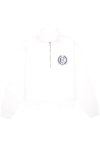 Sporty & Rich logo-print zipped cotton jumper - Bianco