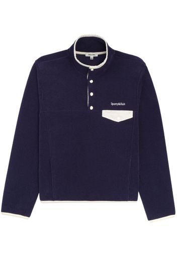 Sporty & Rich logo-embroidered buttoned sweatshirt - Blu