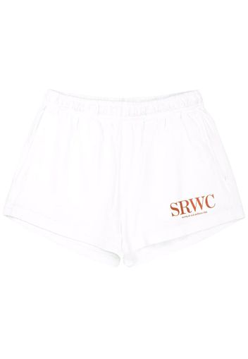 Sporty & Rich logo-print cotton shorts - Bianco